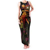 New Caledonia Family Matching Tank Maxi Dress and Hawaiian Shirt Octopus Plumeria Polynesian Tattoo DT02 Mom's Dress Black - Polynesian Pride