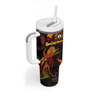 New Caledonia Tumbler With Handle Octopus Plumeria Polynesian Tattoo