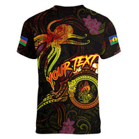New Caledonia Women V-Neck T-Shirt Octopus Plumeria Polynesian Tattoo DT02 - Polynesian Pride