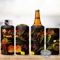 Tahiti French Polynesia 4 in 1 Can Cooler Tumbler Octopus Plumeria Polynesian Tattoo DT02 - Polynesian Pride
