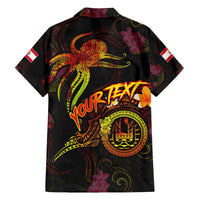 Tahiti French Polynesia Family Matching Off The Shoulder Long Sleeve Dress and Hawaiian Shirt Octopus Plumeria Polynesian Tattoo DT02 - Polynesian Pride