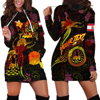 Tahiti French Polynesia Hoodie Dress Octopus Plumeria Polynesian Tattoo DT02 - Polynesian Pride
