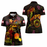 Tahiti French Polynesia Women Polo Shirt Octopus Plumeria Polynesian Tattoo DT02 - Polynesian Pride