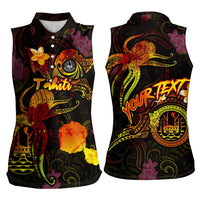Tahiti French Polynesia Women Sleeveless Polo Shirt Octopus Plumeria Polynesian Tattoo DT02 - Polynesian Pride