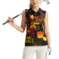 Tahiti French Polynesia Women Sleeveless Polo Shirt Octopus Plumeria Polynesian Tattoo DT02 - Polynesian Pride