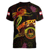 Tahiti French Polynesia Women V-Neck T-Shirt Octopus Plumeria Polynesian Tattoo DT02 - Polynesian Pride
