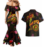 Nauru Couples Matching Mermaid Dress and Hawaiian Shirt Octopus Plumeria Polynesian Tattoo DT02 - Polynesian Pride
