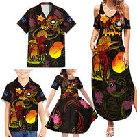 Nauru Family Matching Summer Maxi Dress and Hawaiian Shirt Octopus Plumeria Polynesian Tattoo DT02 - Polynesian Pride