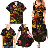 Tuvalu Family Matching Summer Maxi Dress and Hawaiian Shirt Octopus Plumeria Polynesian Tattoo DT02 - Polynesian Pride