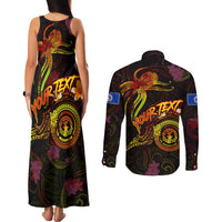 Northern Mariana Islands Couples Matching Tank Maxi Dress and Long Sleeve Button Shirt Octopus Plumeria Polynesian Tattoo DT02 - Polynesian Pride