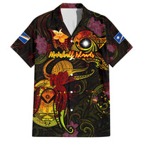 Marshall Islands Family Matching Long Sleeve Bodycon Dress and Hawaiian Shirt Octopus Plumeria Polynesian Tattoo DT02 Dad's Shirt - Short Sleeve Black - Polynesian Pride