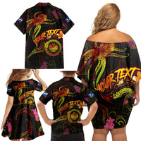 Marshall Islands Family Matching Off Shoulder Short Dress and Hawaiian Shirt Octopus Plumeria Polynesian Tattoo DT02 - Polynesian Pride
