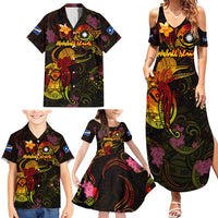 Marshall Islands Family Matching Summer Maxi Dress and Hawaiian Shirt Octopus Plumeria Polynesian Tattoo DT02 - Polynesian Pride