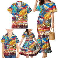 Custom The Philippines 126th Independence Anniversary Family Matching Mermaid Dress and Hawaiian Shirt Art Style DT02 - Polynesian Pride