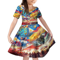 Custom The Philippines 126th Independence Anniversary Family Matching Off The Shoulder Long Sleeve Dress and Hawaiian Shirt Art Style DT02 Daughter's Dress Art - Polynesian Pride
