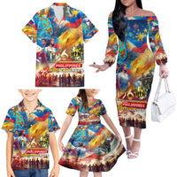 Custom The Philippines 126th Independence Anniversary Family Matching Off The Shoulder Long Sleeve Dress and Hawaiian Shirt Art Style DT02 - Polynesian Pride