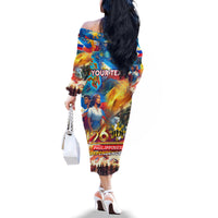 Custom The Philippines 126th Independence Anniversary Family Matching Off The Shoulder Long Sleeve Dress and Hawaiian Shirt Art Style DT02 - Polynesian Pride