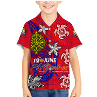 Personalized Philippines 12 June Independence Day Family Matching Mermaid Dress and Hawaiian Shirt Polynesian Turtle Plumeria DT02 Son's Shirt Red - Polynesian Pride