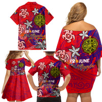 Personalized Philippines 12 June Independence Day Family Matching Off Shoulder Short Dress and Hawaiian Shirt Polynesian Turtle Plumeria DT02 - Polynesian Pride