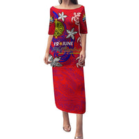 Personalized Philippines 12 June Independence Day Family Matching Puletasi and Hawaiian Shirt Polynesian Turtle Plumeria DT02 Mom's Dress Red - Polynesian Pride