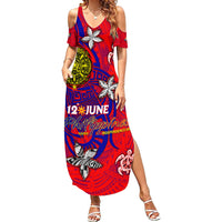 Personalized Philippines 12 June Independence Day Family Matching Summer Maxi Dress and Hawaiian Shirt Polynesian Turtle Plumeria DT02 Mom's Dress Red - Polynesian Pride