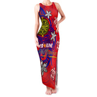 Personalized Philippines 12 June Independence Day Family Matching Tank Maxi Dress and Hawaiian Shirt Polynesian Turtle Plumeria DT02 Mom's Dress Red - Polynesian Pride