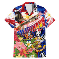 Personalized Philippines Independence Day Family Matching Mermaid Dress and Hawaiian Shirt Polynesia Filipinas Eagle Hibiscus DT02 Dad's Shirt - Short Sleeve Blue - Polynesian Pride