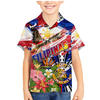 Personalized Philippines Independence Day Family Matching Mermaid Dress and Hawaiian Shirt Polynesia Filipinas Eagle Hibiscus DT02 Son's Shirt Blue - Polynesian Pride
