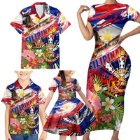 Personalized Philippines Independence Day Family Matching Short Sleeve Bodycon Dress and Hawaiian Shirt Polynesia Filipinas Eagle Hibiscus DT02 - Polynesian Pride