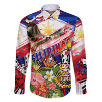 Personalized Philippines Independence Day Family Matching Short Sleeve Bodycon Dress and Hawaiian Shirt Polynesia Filipinas Eagle Hibiscus DT02 Dad's Shirt - Long Sleeve Blue - Polynesian Pride