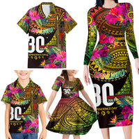Personalised Vanuatu Independence Day 30 July Family Matching Long Sleeve Bodycon Dress and Hawaiian Shirt Hibiscus Polynesian Pattern DT02 - Polynesian Pride