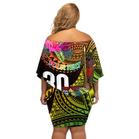 Personalised Vanuatu Independence Day 30 July Off Shoulder Short Dress Hibiscus Polynesian Pattern