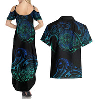 Sea Animal Polynesia Couples Matching Summer Maxi Dress and Hawaiian Shirt Polynesian Pattern