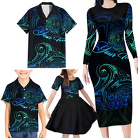 Sea Animal Polynesia Family Matching Long Sleeve Bodycon Dress and Hawaiian Shirt Polynesian Pattern DT02 - Polynesian Pride