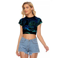 Sea Animal Polynesia Raglan Cropped T Shirt Polynesian Pattern