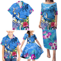 Aloha Hawaii Family Matching Puletasi and Hawaiian Shirt Dolphins and Fish Hook Hibiscus DT02 - Polynesian Pride