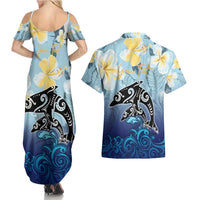 Mother And Baby Dolphins Couples Matching Summer Maxi Dress and Hawaiian Shirt Hawaii Hibiscus DT02 - Polynesian Pride
