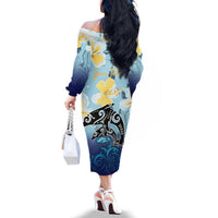 Mother And Baby Dolphins Family Matching Off The Shoulder Long Sleeve Dress and Hawaiian Shirt Hawaii Hibiscus DT02 - Polynesian Pride
