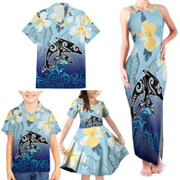 Mother And Baby Dolphins Family Matching Tank Maxi Dress and Hawaiian Shirt Hawaii Hibiscus DT02 - Polynesian Pride