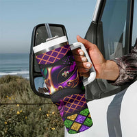 Happy Mardi Gras Tumbler With Handle Mask Feather Colorfull
