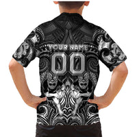 Personalized All Black Family Matching Mermaid Dress and Hawaiian Shirt New Zealand Rugby Mascot Maori DT02 - Polynesian Pride