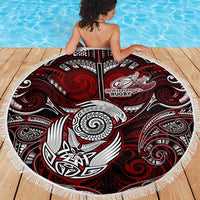 New Zealand Aotearoa Rugby Beach Blanket Maori Fern Tattoo Art DT02 - Polynesian Pride