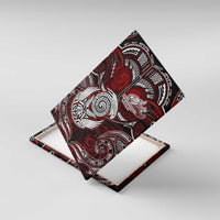 New Zealand Aotearoa Rugby Canvas Wall Art Maori Fern Tattoo Art DT02 With Frame Red - Polynesian Pride