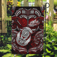 New Zealand Aotearoa Rugby Garden Flag Maori Fern Tattoo Art DT02 Garden Flag Red - Polynesian Pride