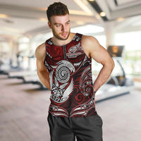 Personalized New Zealand Aotearoa Rugby Men Tank Top Maori Fern Tattoo Art DT02 Red - Polynesian Pride