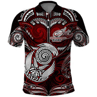 Personalized New Zealand Aotearoa Rugby Polo Shirt Maori Fern Tattoo Art DT02 Red - Polynesian Pride