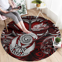 New Zealand Aotearoa Rugby Round Carpet Maori Fern Tattoo Art DT02 - Polynesian Pride