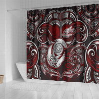 New Zealand Aotearoa Rugby Shower Curtain Maori Fern Tattoo Art DT02 - Polynesian Pride