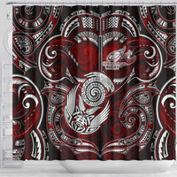 New Zealand Aotearoa Rugby Shower Curtain Maori Fern Tattoo Art DT02 - Polynesian Pride