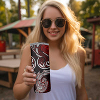 New Zealand Aotearoa Rugby Skinny Tumbler Maori Fern Tattoo Art DT02 - Polynesian Pride